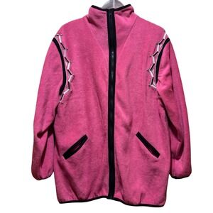 Bob‎ Mackie Wearable Art Pink Fleece Jacket Embellished Western Style Size M